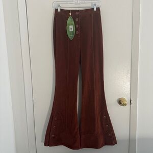 Farm Rio NWT Brown Fit to Flare Corduroy Pants Size XS 100% Cotton